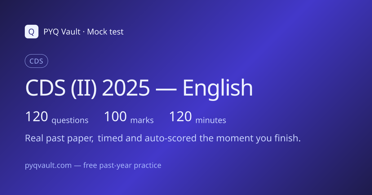 CDS (II) 2025, English question paper with answers · PYQ Vault