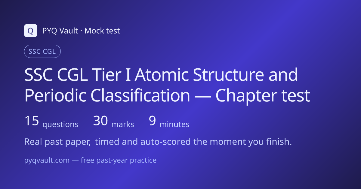 SSC CGL Tier I Atomic Structure and Periodic Classification — Chapter ...